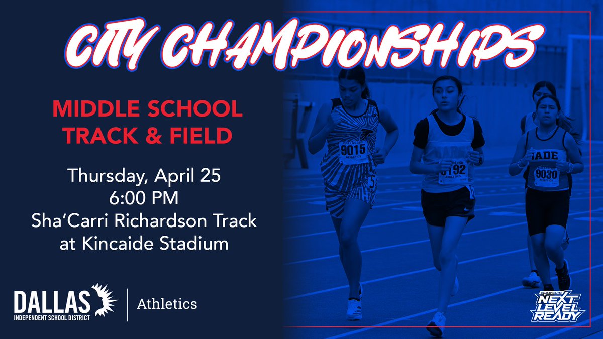dallasathletics's tweet image. Good luck to the middle school track &amp;amp; field teams at the Dallas ISD City Championships. #NextLevelReady