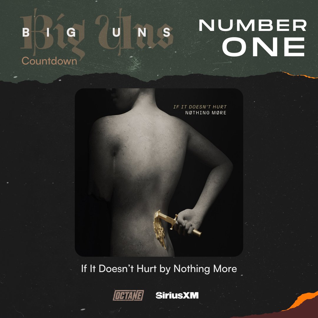 Octane's Big Uns Countdown week of 4/20/24! Congrats to @nothingmoremusic for having the #1 spot with 'If It Doesn't Hurt' 🔥 Listen for an all new Big Uns every Saturday at 3pmET in the @siriusxm app!