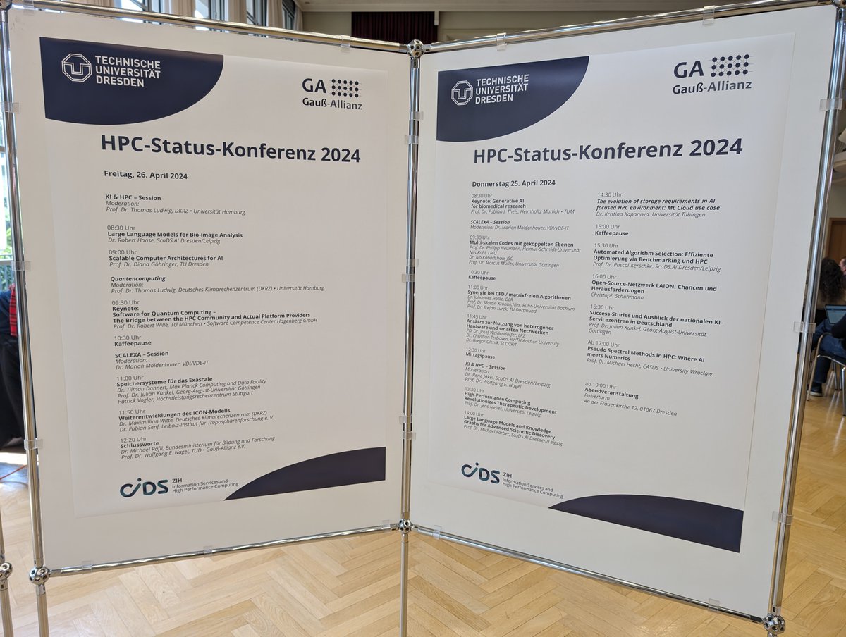 #HPCnews 🇬🇧 

Today, our colleague @cterboven is at the #HPC Status Conference 2024 in Dresden.
As part of the conference, he presented the research projects IT-Zauber, ENSIMA & targetDART and took part in a panel.

@tudresden_de @hpc_deutschland