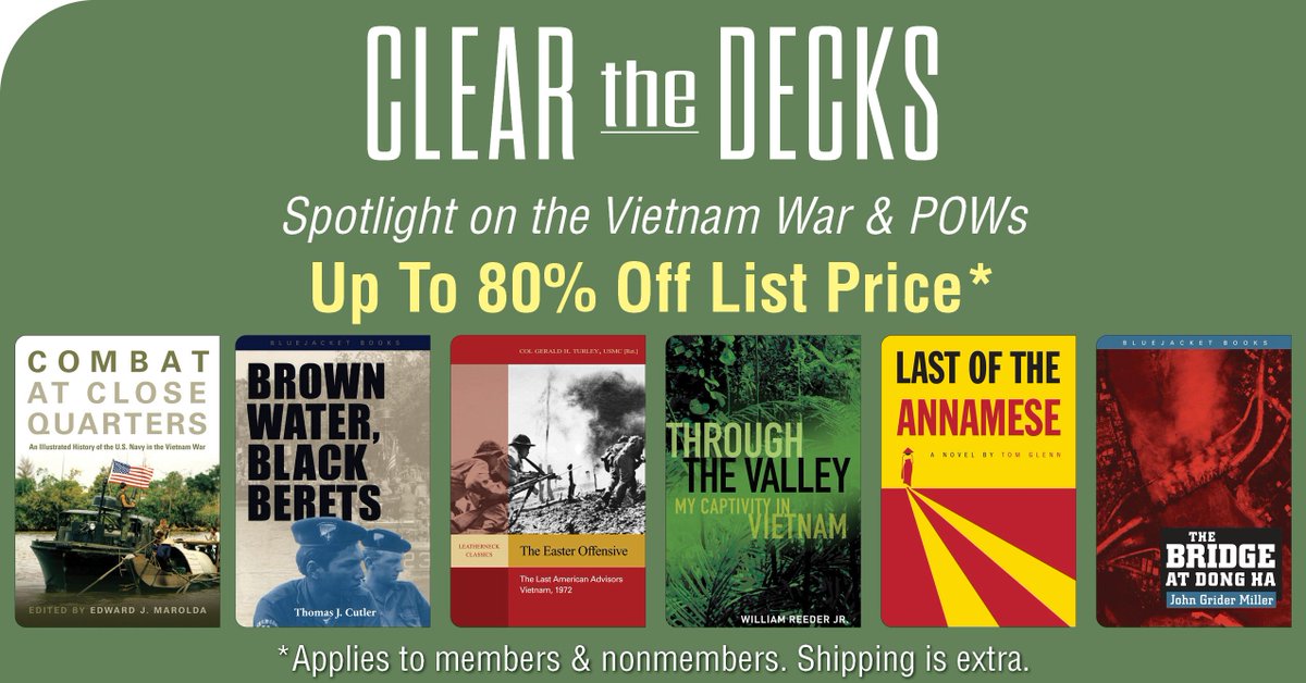 Clear the Decks: Spotlight on the Vietnam War and POWs. Take advantage of up to 80% off! 📚 #books #booksale #VietnamWar #POWs #sale #discounts bit.ly/49mhZHy