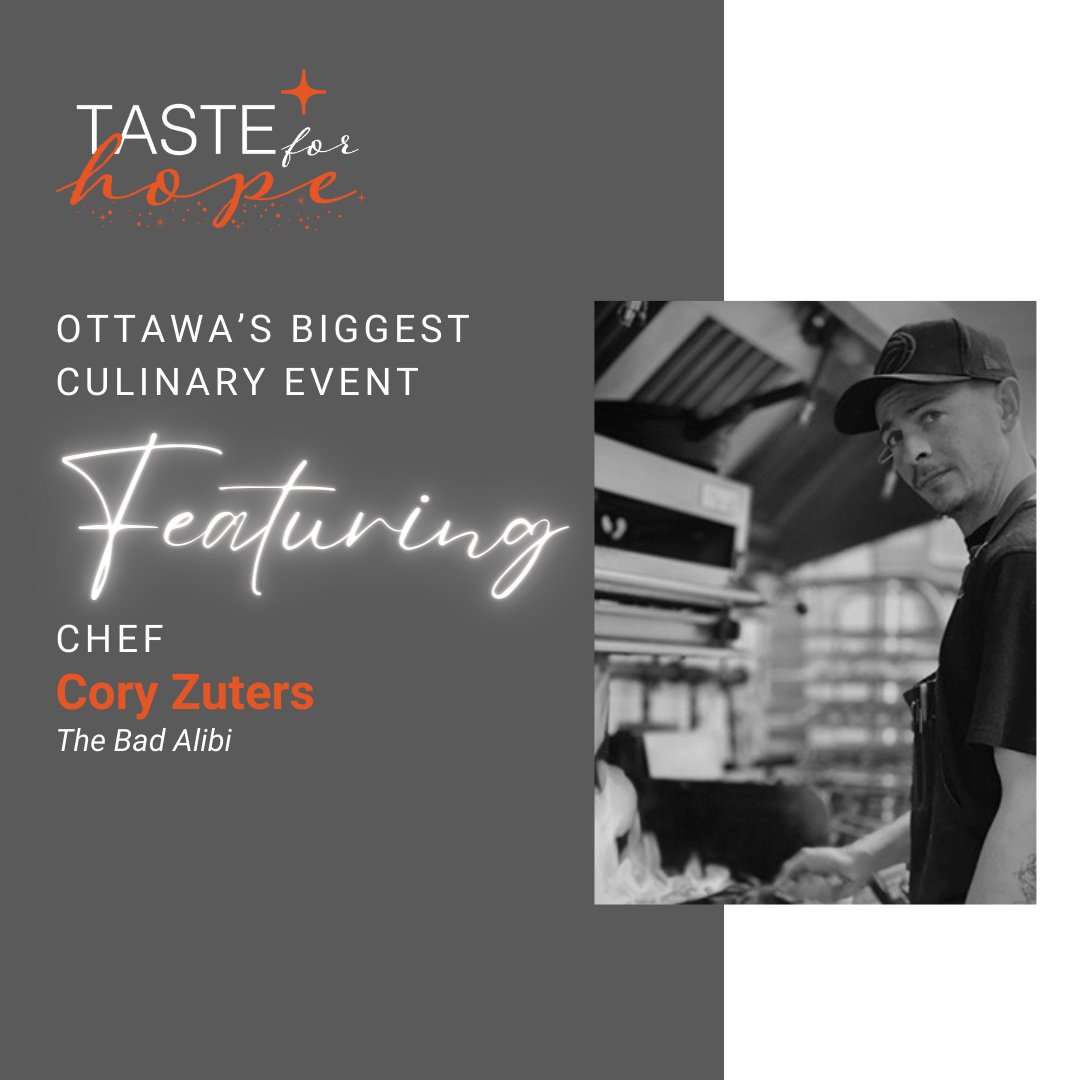 This year, we are welcoming Chef Cory Zuters to Taste for Hope. Cory & the team at @THEBADALIBI2 create exceptional upscale comfort food in what is becoming one of the most popular stops in east Ottawa. Visit Cory at Taste for Hope! Get your tickets: tasteforhopesgh.ca