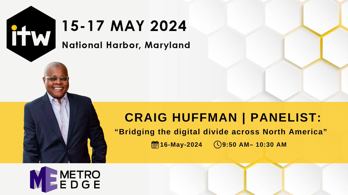 Our CEO and Co-Founder, @ckh9138, will be speaking at @ITW_telecoms 2024. The panel titled 'Bridging the #digitaldivide across North America' will discuss the BEAD program, as well as the  impact of FWA. 

Request a meeting with Metro Edge here: imillerpr.clicksocialimg.top/zntzhtuo