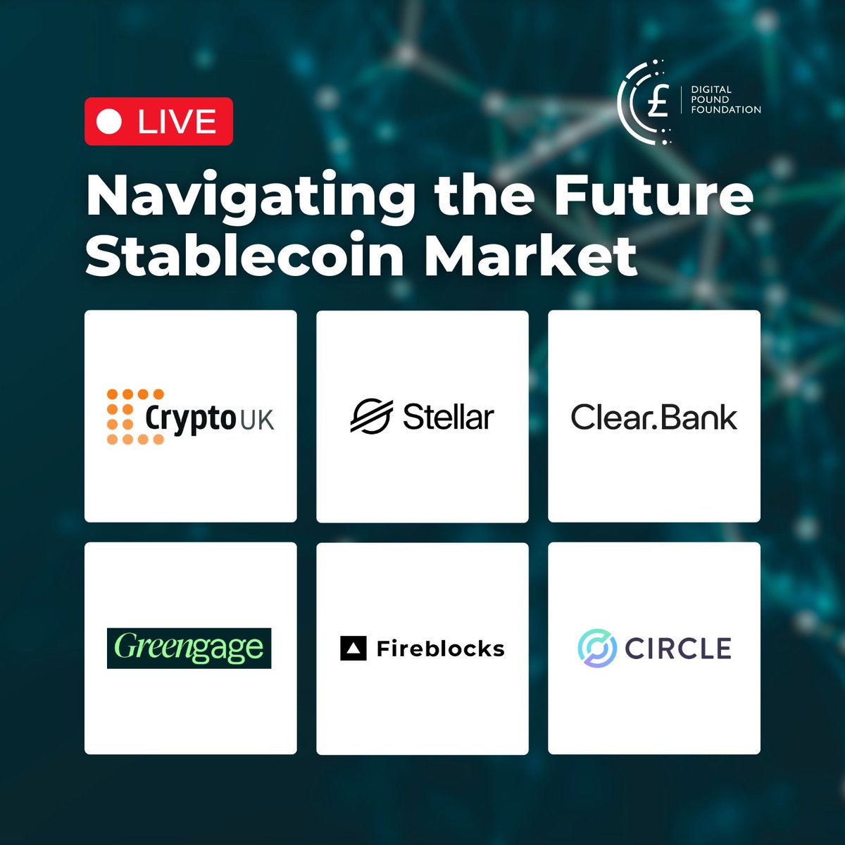 We're live!! 🔴 Don't worry, you can still join in 👉 buff.ly/4aj7QfZ ... #Crypto #UK #Stellar #Clearbank #Greengage #Fireblocks #Circle #USDC #Stablecoins #Fintech #DigitalCurrencies #Blockchain