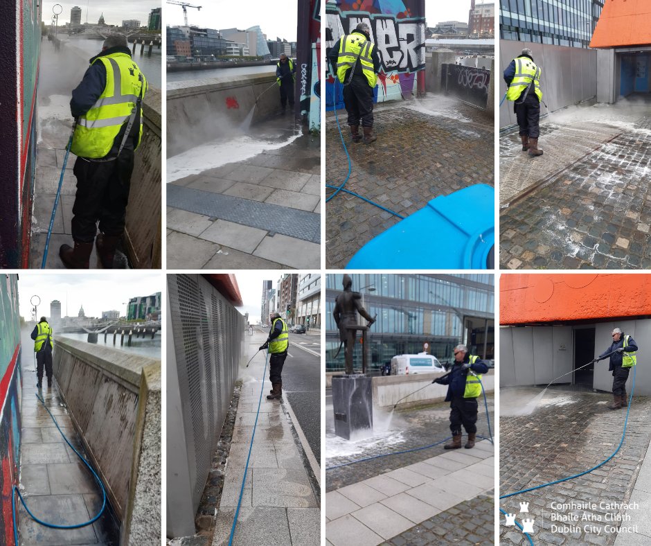 Our #wastemanagement Central Area wash crew were out & about today deep cleaning at Sir John Rogerson's Quay & City Quay, #Dublin. Great work as always, thanks Mark & team. #keepdublinbeautiful