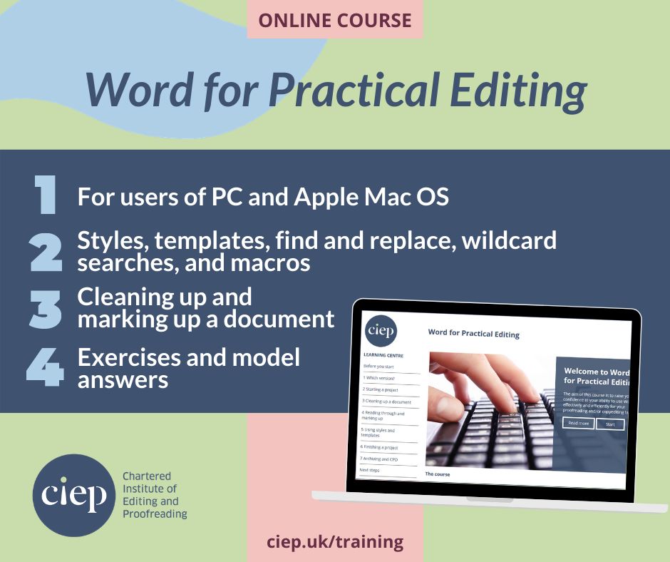 Hone your editorial skills with the CIEP's online training courses. Discover more about Word for Practical Editing here. 🔎👉 ciep.uk/training/choos…