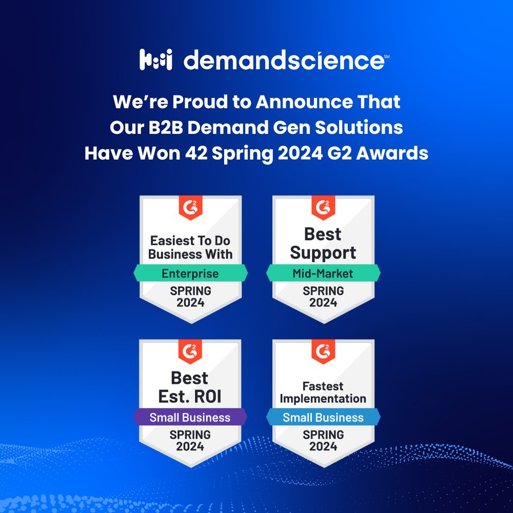 DemandScience's tweet photo. ⭐️ DemandScience wins more awards in Q2! ⭐️
 
We're proud to report that our demand gen solutions earned 42 Spring 2024 G2 Awards. https://t.co/xJJumJn67Y