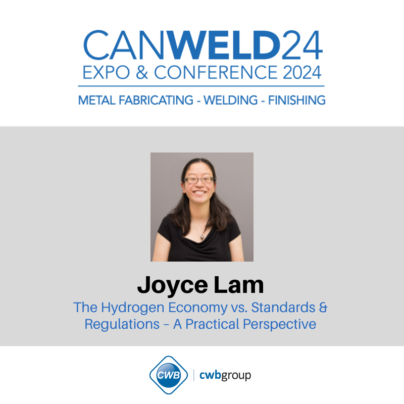 Our #Speakers are ready for our upcoming #CanWeld #Conference on June 12-13, 2024. Joyce Lam will speak on: The Hydrogen Economy vs. Standards & Regulations – A Practical Perspective Learn more about our Speakers and Register now: conference.cwbgroup.org