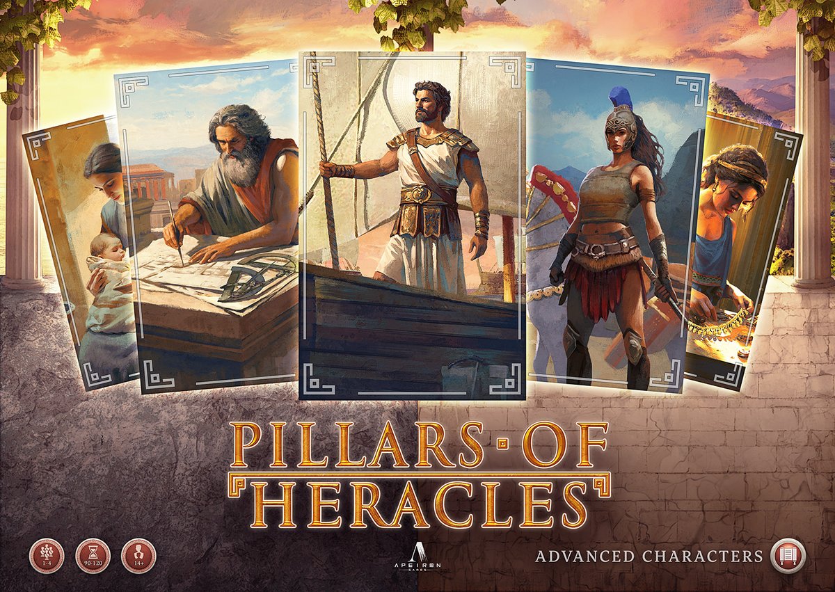 🏛️🎴 Meet strategic allies in 'Pillars of Heracles': the Architect, Captain, Amazon, and Goldsmith. Each brings unique skills to conquer lands and seas. Who's your go-to ally for victory? 🎴🏛️ #PillarsOfHeracles #AncientGreece #BoardGames #Strategy