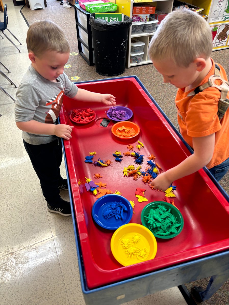 Students in Mrs. Rethman's preschool classroom are learning about the primary colors. They learned about mixing the primary colors to create new colors. They also sorted bugs by color. #earlylearning #prearedforsuccess