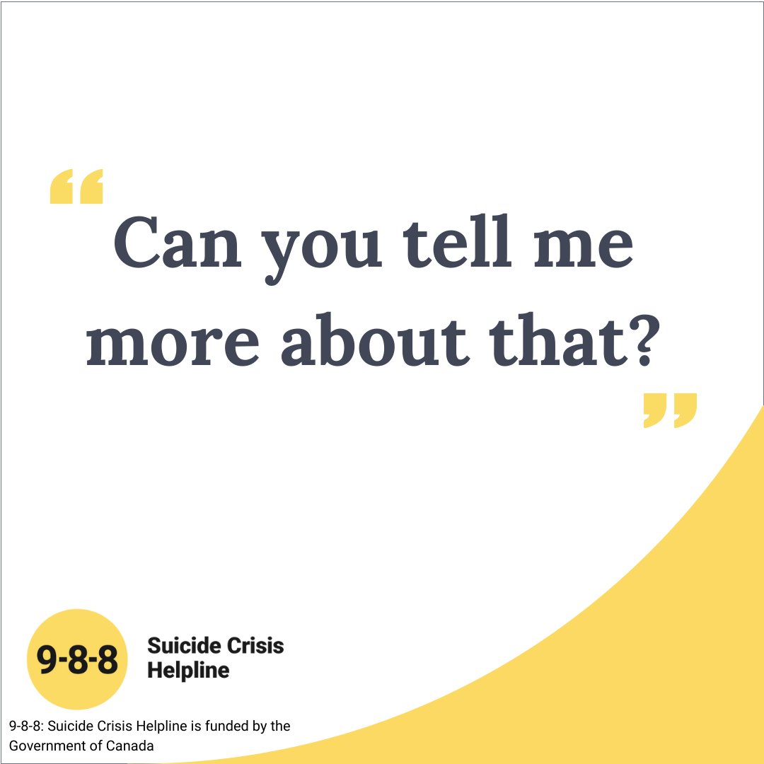 If you want to encourage someone to open up, it can help to ask open-ended questions - they can help build connection. Find more things you can say to someone who is struggling: 988.ca/get-help/talk-…