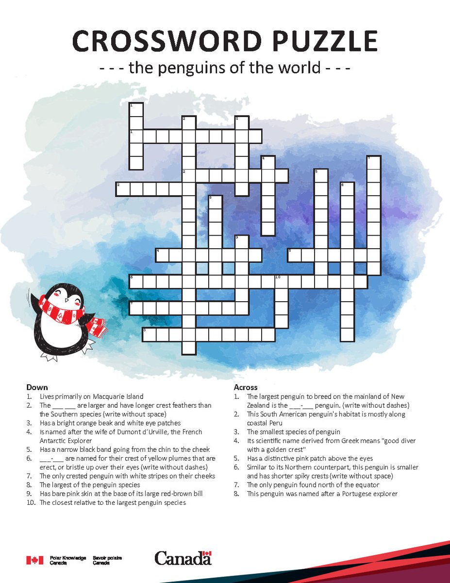 Happy World Penguin Day! 🐧 To celebrate our southern friends, POLAR has created a fun penguin crossword puzzle. Let us know in the comments if you need any hints or check the solution at canada.ca/en/polar-knowl… #WorldPenguinDay #Arctic #PolarKnowledge #Penguin