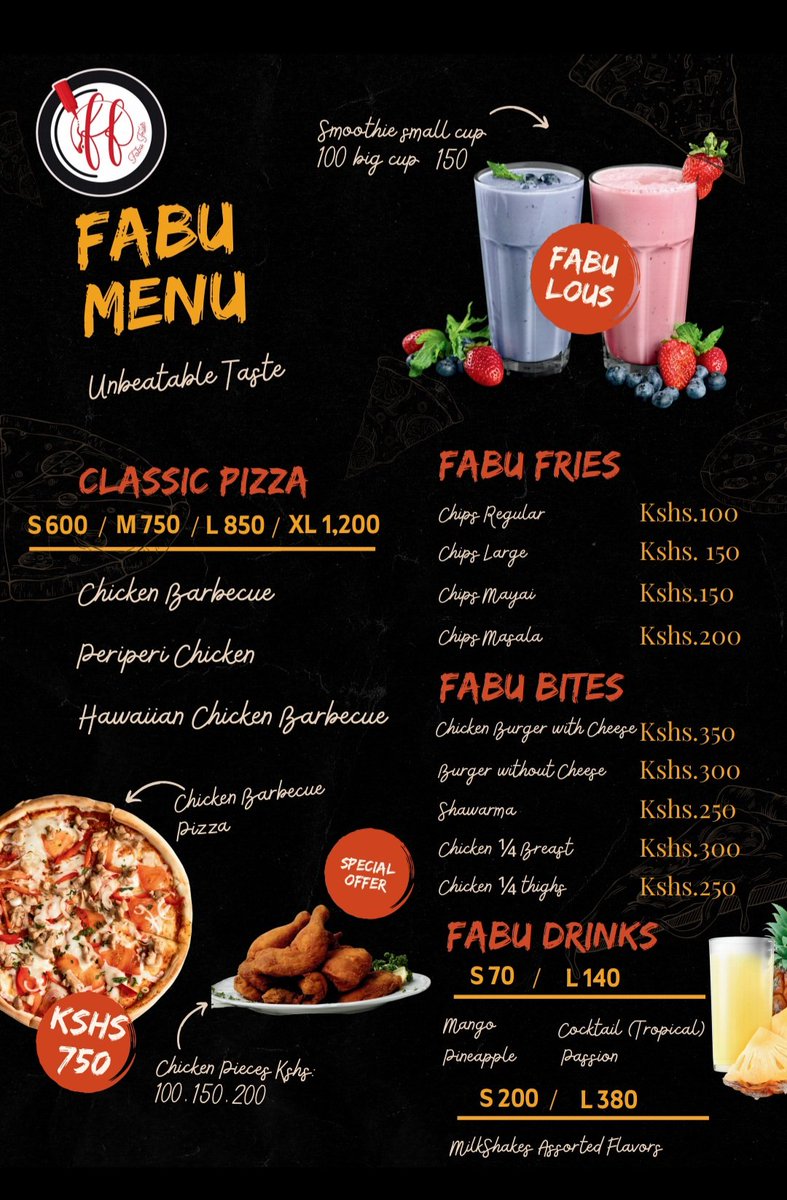 FABU fries and shakes. The best fast food place in Isiolo town. Karibuni.
