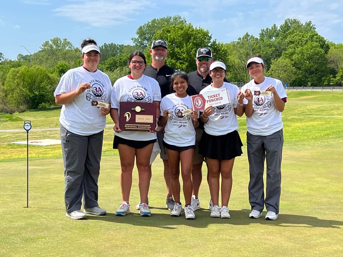 Congratulations to the Sequoyah (OK) Lady Indians Girls Golf team who won the Regional Championship, for the first time in school history, to punch their ticket to the state tournament. #NativePreps #Sequoyah #TribalSchool #Champions