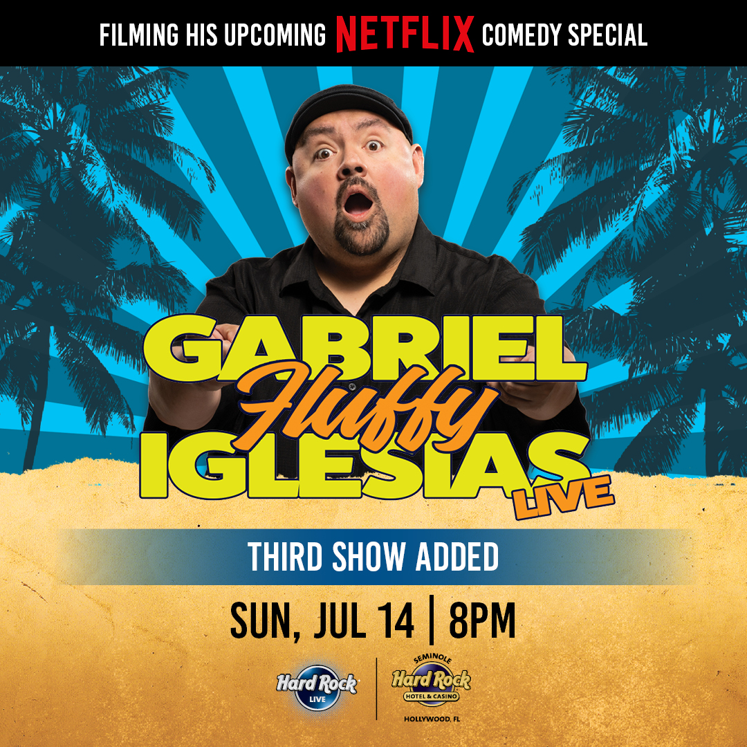 HardRockHolly's tweet photo. Our social media pre-sale starts NOW to see Gabriel “Fluffy” Iglesias (@fluffyguy) at Hard Rock Live on Sunday, July 14!

🔒 Password | STANDUP

🎫 Tickets | https://t.co/NMVVsPWVNu https://t.co/WKXdDv4ZXX