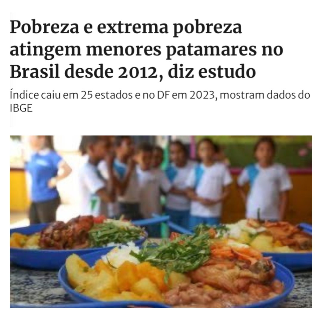 💸 POBREZA ATINGE MENOR NÍVEL DESDE 2012 Nas últimas semanas, parte da mídia tentou pintar que o Brasil vive um desequilíbrio econômico. Mas isso está longe de ser verdade 👇🏽 👉🏽 Nessa semana, o IBGE revelou que em 2023 o índice de pobreza caiu em 25 Estados e no DF, o Brasil…