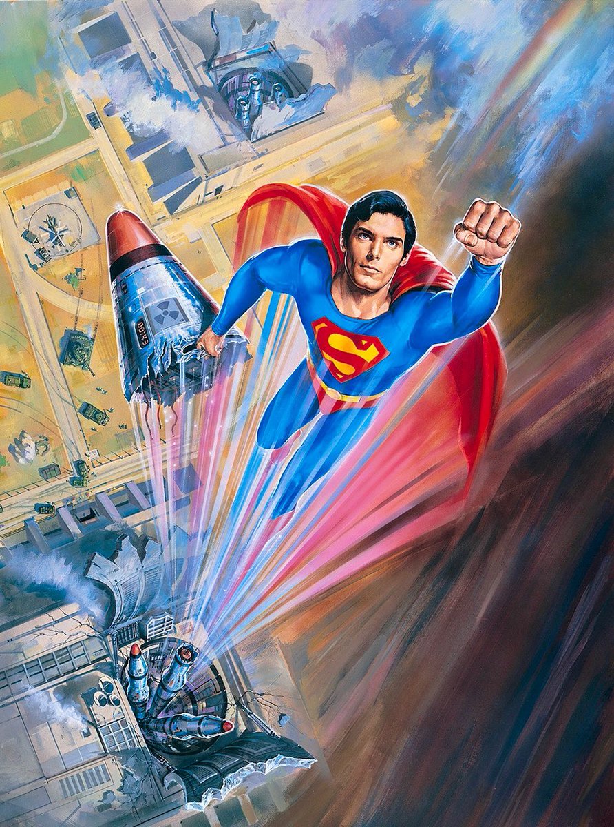 Superman IV: The Quest for Peace poster art by the late great Dan Goozee! #Superman #Art #The80s #DanGoozee #ChristopherReeve #DCComics #WarnerBros