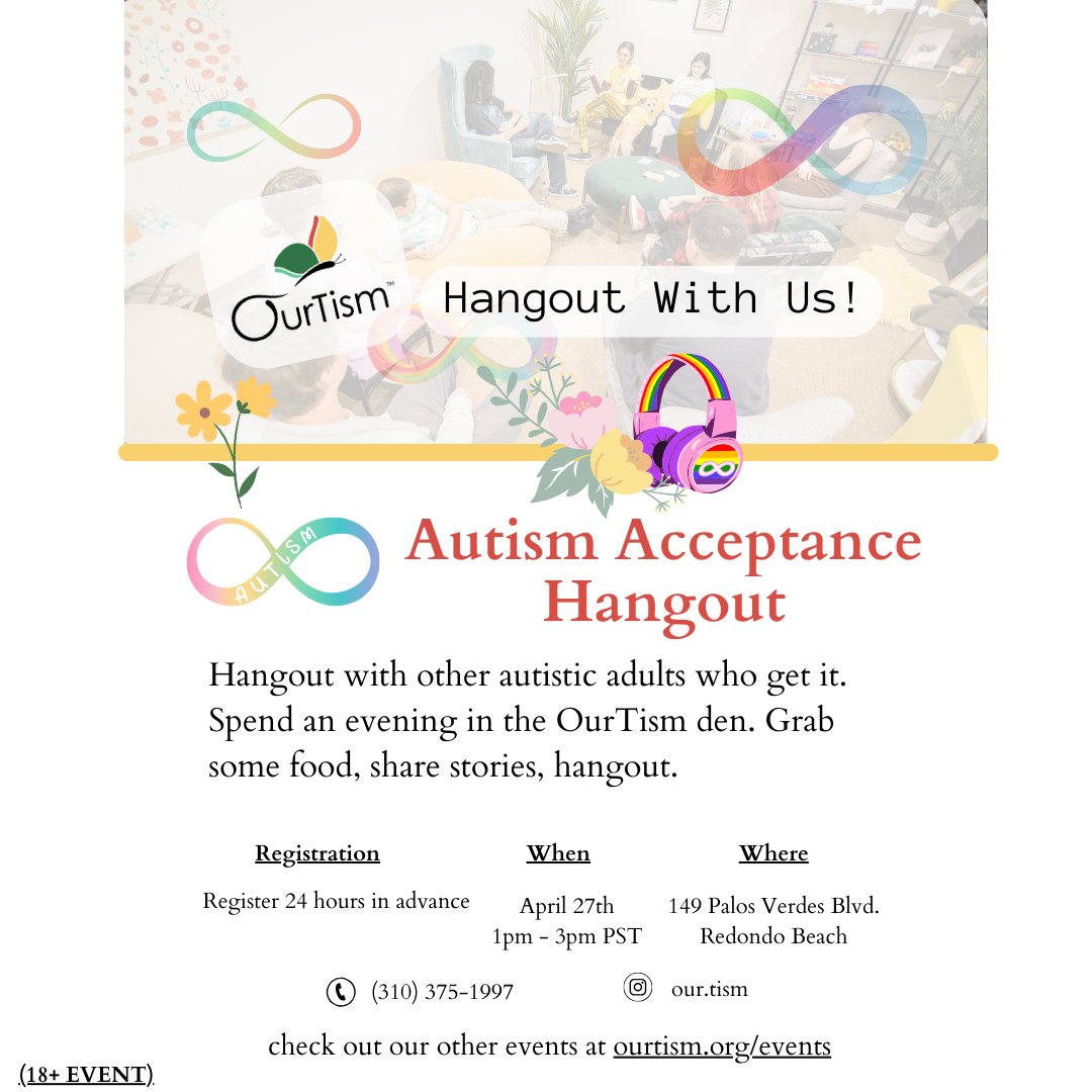 ourtism's tweet image. We have our IN PERSON Adult hangout (18+) this Saturday ! We have tickets available! Hope to see you there! You can find those tickets by clicking the link in our bio, or visiting our website, Ourtism.org #Ourtism #Autism #AutismEvents #ActuallyAutistic #Aspergers