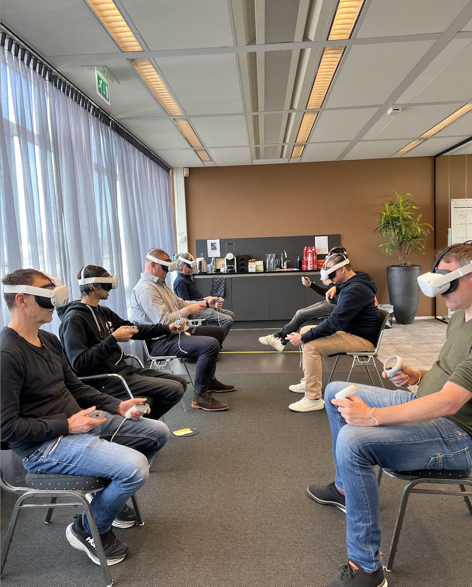 wemakevr's tweet photo. Yesterday's metaverse workshop with @AMS_IX focused on virtual navigation skills, integrating them into daily work routines for productivity and teamwork. We also shared a sneak peek of our upcoming game for @NightoftheNerds and the MORE-IP event! https://t.co/hW8yPHXymg
