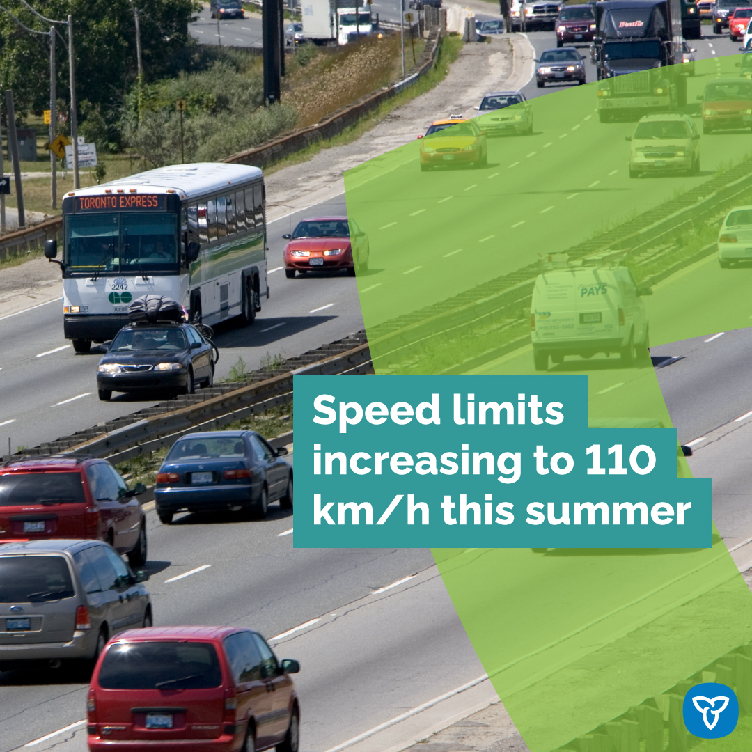 We’re making life more convenient for Ontario drivers. Starting July 12, we are raising the speed limit permanently from 100 km/h to 110 km/h on ten additional sections of provincial highways in northern and southern Ontario! news.ontario.ca/en/release/100…