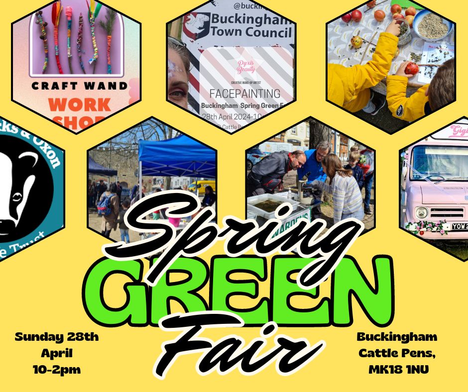 Come along to Buckingham's Spring Green Fair on Sunday, April 28th, 2024, from 10-2 pm! Hosted at The Cattle Pens in the heart of Buckingham, this event is all about celebrating our environment in a fun-filled way for the whole family. ow.ly/oaER50Ri9tO 🌍💚