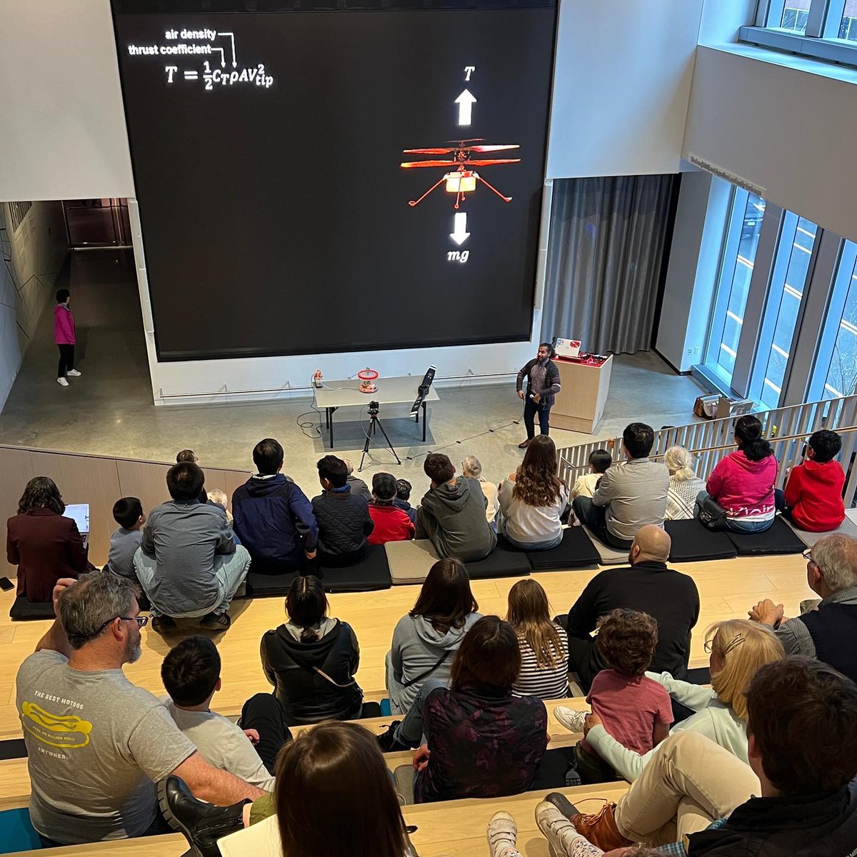 Fun was had at the @mitmuseum during #SpaceWeek where Dr. Tommy Sebastian, @MITLL engineer, and Dr. Sam Birch, planetary scientist at @BrownUniversity were on hand for a live demo and talk about the engineering challenges of flying UAVs on other worlds!
