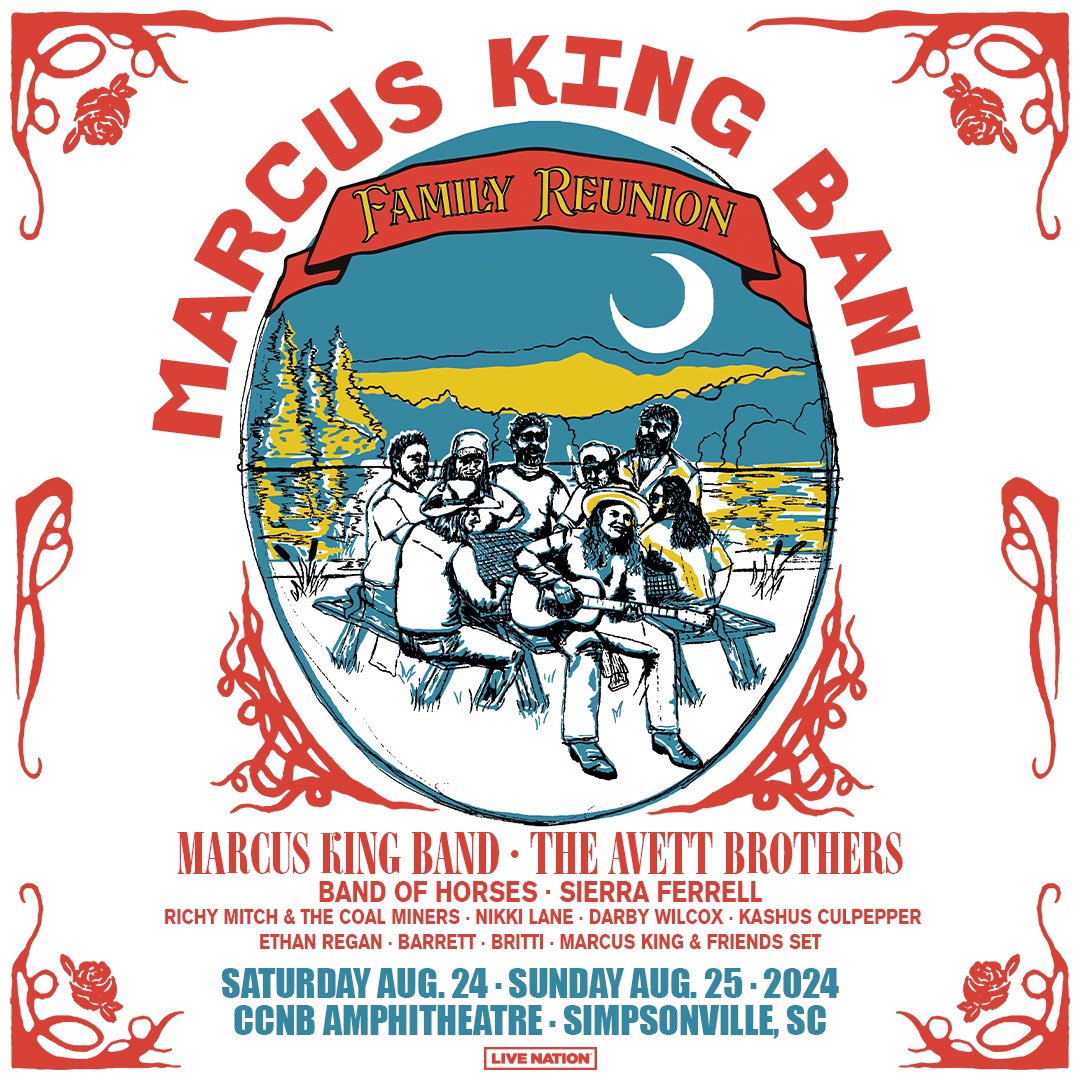 excited to share the stage with a long list of legends at the Marcus King Family Reunion this August. Tix on sale may 3 at 9am ct: ticketmaster.com/event/2D006090…