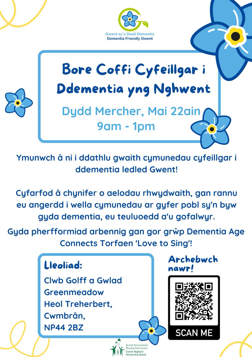 Bore Coffi Cyfeillgar I ddementia yng naghwent
Ymunwch a ni I ddathlu Gwaith cymunedau cyfeillgar I ddementia ledled Gwent!
loom.ly/7GlX7Jw