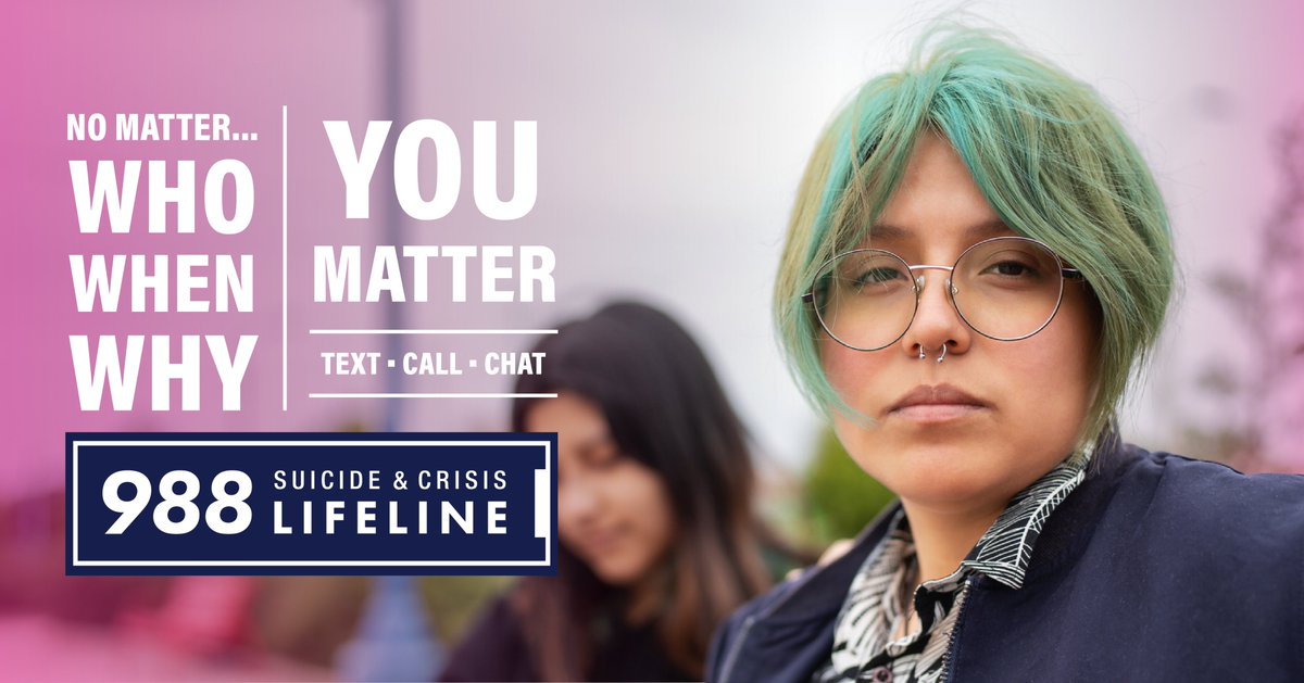 The #988Lifeline is here to support you. No matter what you are going through, help is available. Connect with a trained crisis counselor who is ready to support you. If you or someone you know needs support now, call or text 988 or chat 988lifeline.org.
