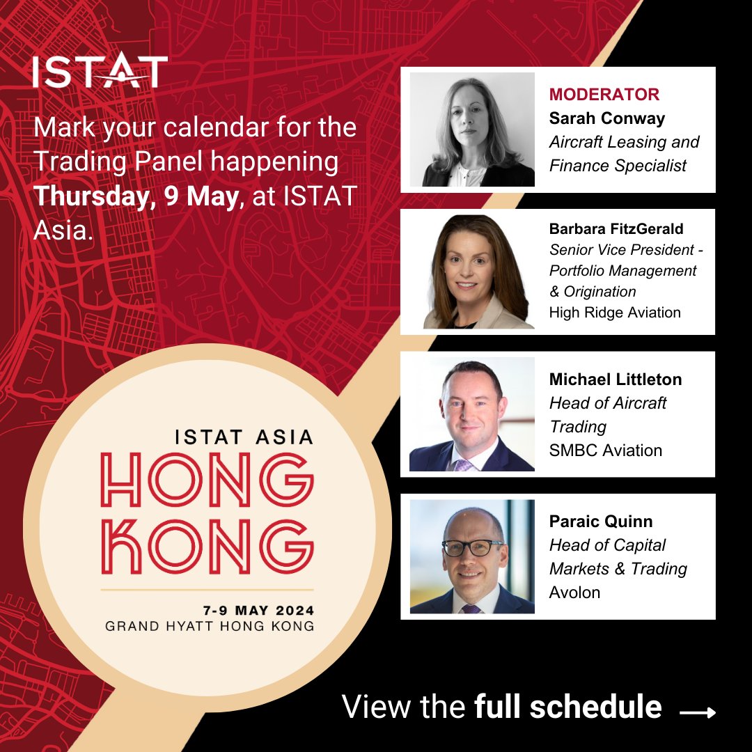 Take a pulse check on the state of aircraft trading during #ISTATAsia, 7-9 May in Hong Kong. If you haven't registered yet, there are only a couple weeks left! ⏰ bit.ly/2GvyqIb #ISTATEvents