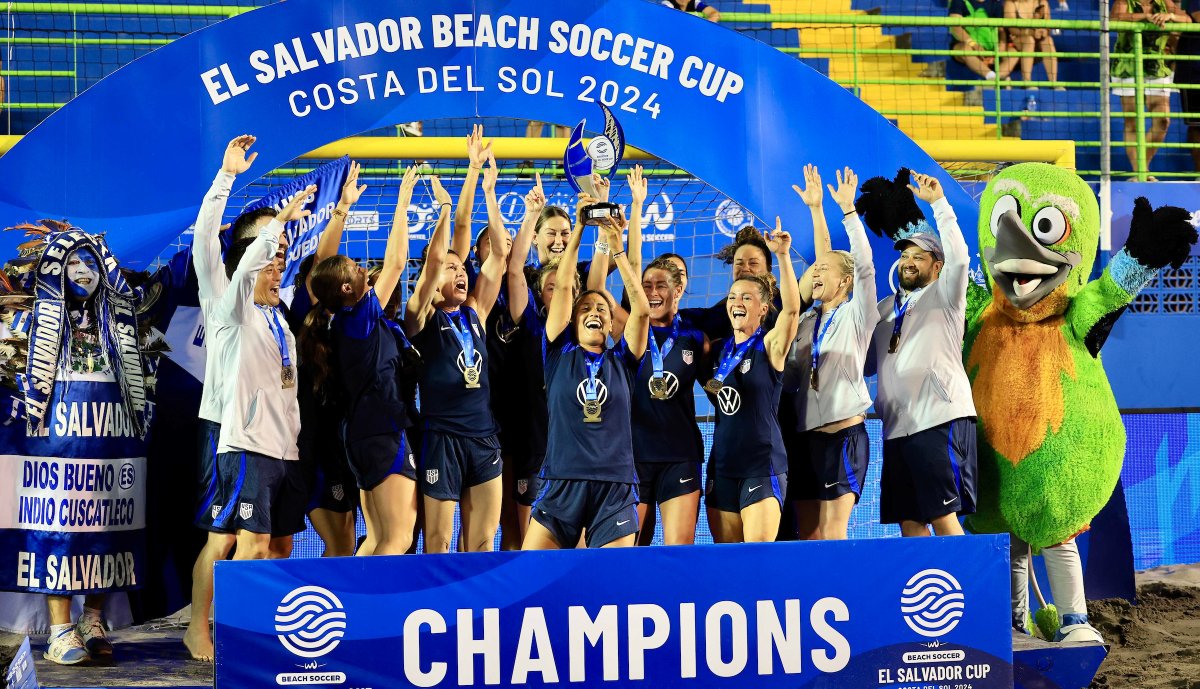 ussoccer_ENT's tweet photo. #TBT to #USbeachWNT winning the 2024 El Salvador Beach Soccer Cup! 

We can never get enough 🏆🏆 shots. https://t.co/NaiplUdctT