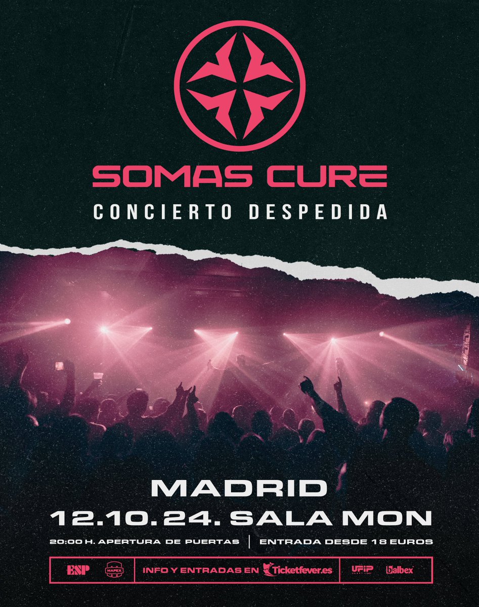 Único concierto de despedida de Somas Cure.

12 de Octubre en Madrid (Sala Mon)

Entradas disponibles en ticketfever.es 

ticketfever.es/events/somas-c…