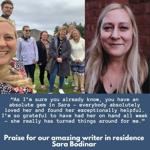 More praise for our writer in residence @SaraBodinar. Our mentors are a vital and reassuring presence throughout our retreats. We're all about building confidence and skill and providing a safe and inclusive environment and they're the linchpins. #writersretreat #authorlife