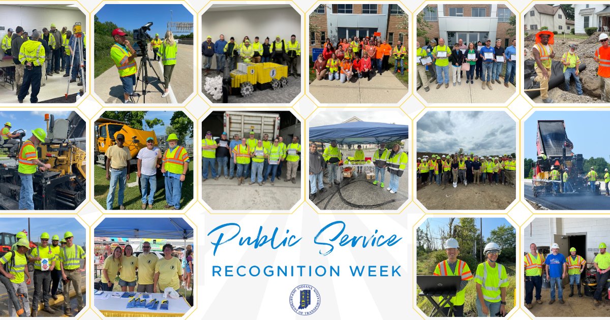 Today marks the beginning of Public Service Recognition Week! We're incredibly thankful for the men and women at INDOT and all of their dedication to building and maintaining the Crossroads of America. We want to thank our partners at the local, state, and federal levels! #PSRW