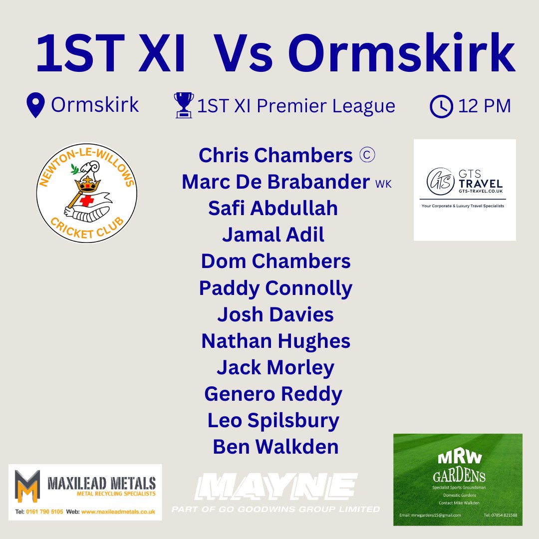 After a delay to the start of the season due to wet weather, our 1st XI will play the first game of the season against @Ormskirk_CC away on Saturday.