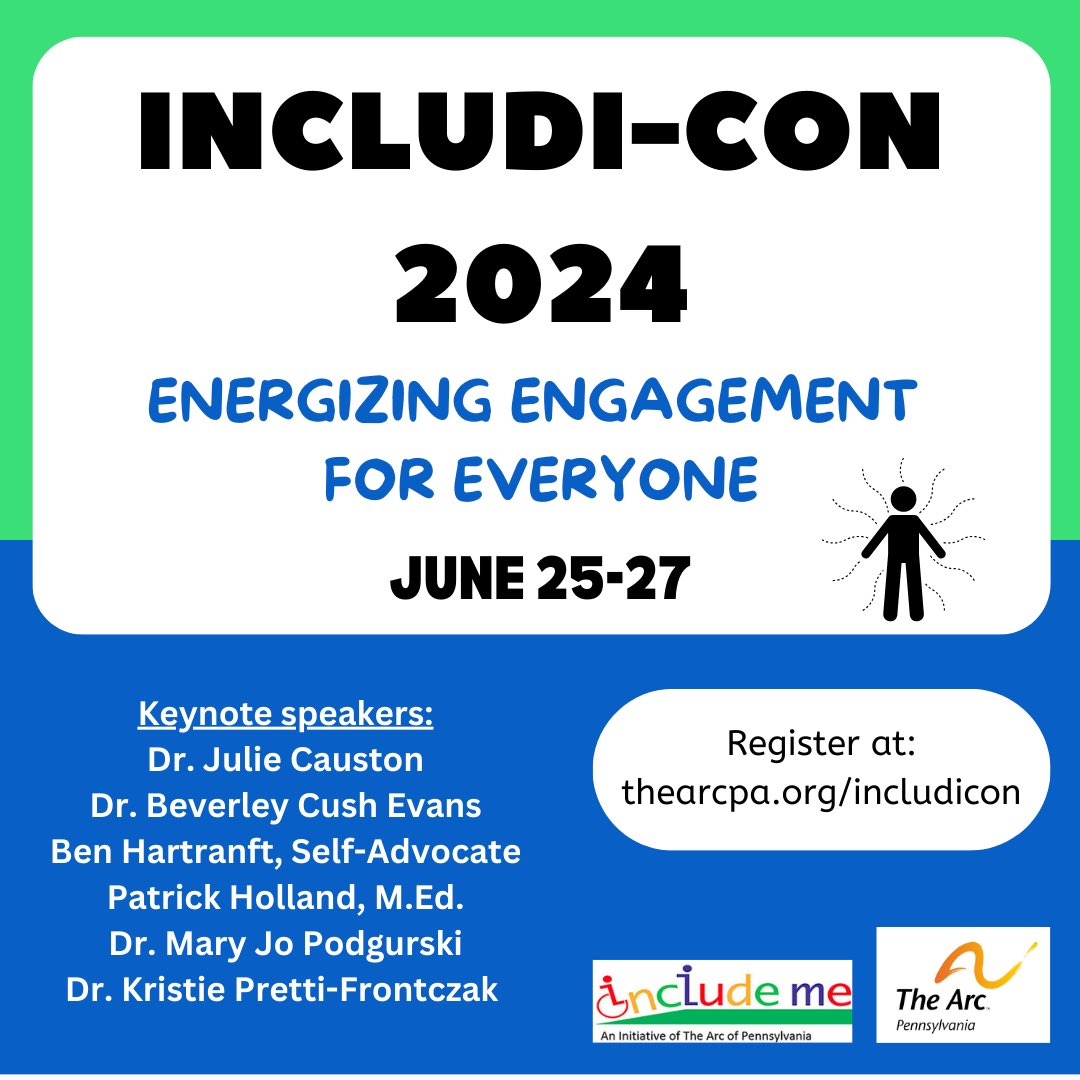 Only 1 month left to register for Includi-Con! Don’t miss this premier virtual gathering for school personnel/parents to build inclusion skills. Topics incl inclusive lessons, emotional intelligence & hidden curriculum. Act 48 credits available. Register: thearcpa.org/includicon