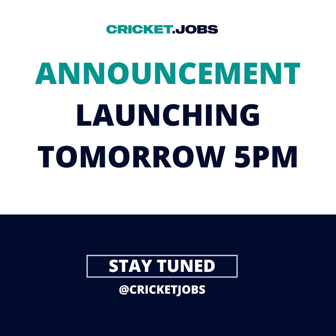 Massive announcement launching tomorrow at 5pm 🔉 Stay tuned to the pages to find out more info 💻 #cricket #cricketer #cricketcoach #cricketjobs #workincricket