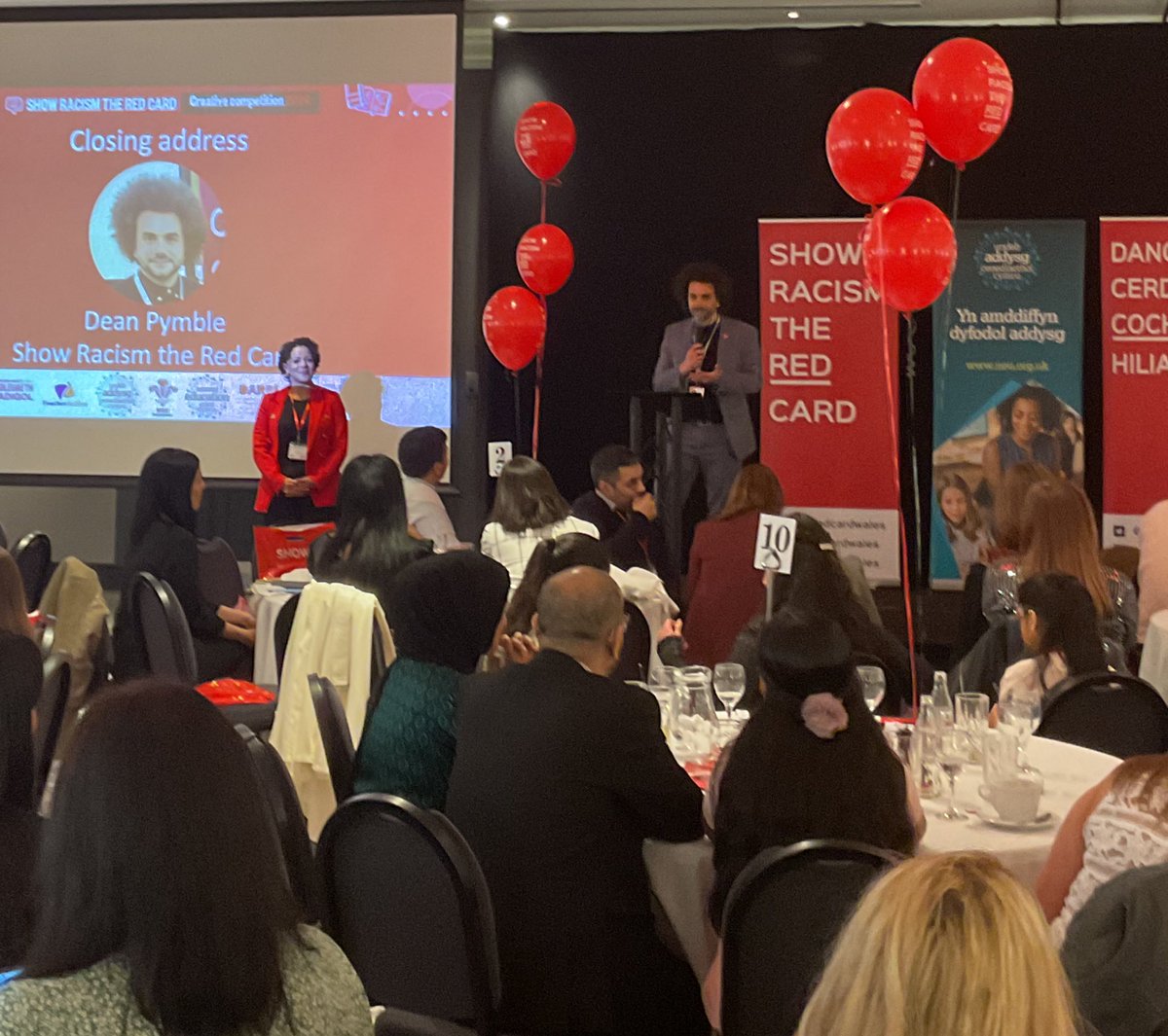 Dean Pymble, Campaign Manager, closed the awardsdiscussing the importance of our work, thanking sponsors @NEUCymru, @DARPLwales, @Cardiffmet, @WelshRugbyUnion & @Teacheractive asking for everyone’s continued support to eradicate racism.   #ShowRacismtheRedCard #SRtRCComp24