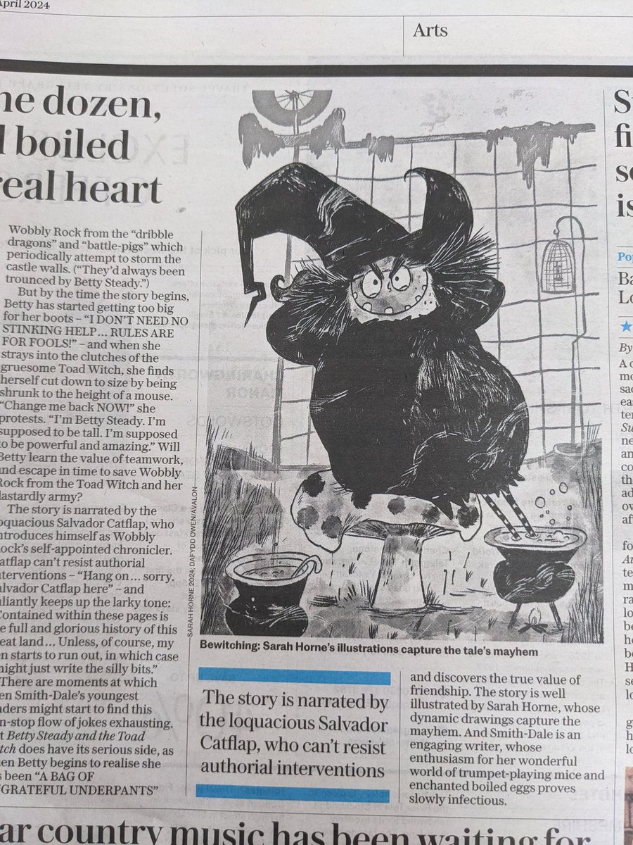 A half-page review in @dailytelegraph for #BettySteady by @nickydale and @sarahhorne9 ?! Nice one Arts editor for taking children's books seriously, thank you Emily Bearn for the cracking review and whoop @FarshoreBooks @LucyCourtenay1 @hamdesign! Congrats Nicky and Sarah 🏆
