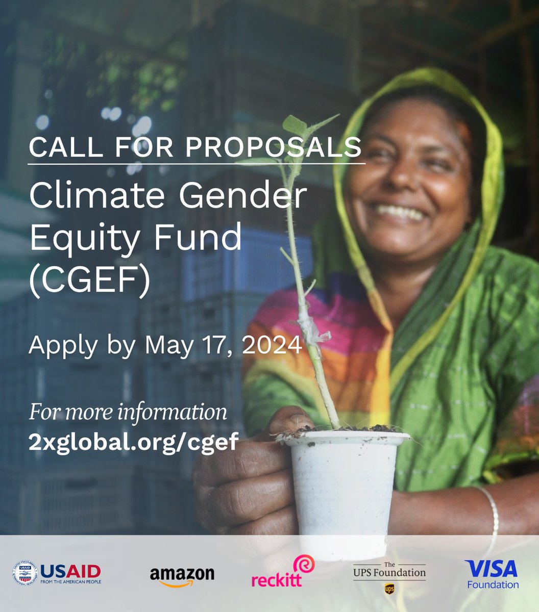 Funding proposals sought! The #ClimateGenderEquityFund is offering up to $1M in grant funding for women-led and women-benefiting organizations advancing #ClimateSolutions that also yield positive health outcomes. 2xglobal.org/cgef