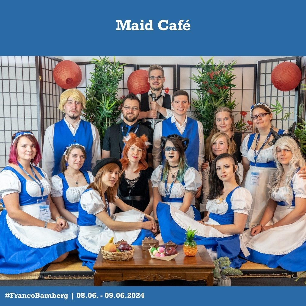 Ihr möchtet eine tolle Atmosphäre, einen kleinen Snack oder ein Getränk genießen? Dann schaut auf jeden fall bei unserem Maid-Café vorbei. Unsere Maids und Hosts sind beide Tage für euch da und freuen sich euch begrüßen zu dürfen! 🍰