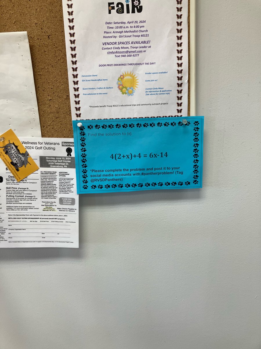 Mrs. Kaylor's students created Panther Problems for you to solve!  Find them in the community, solve them, and post them on your social media with #pantherproblem. 
<a href="/RVSDPanthers/">River Valley School District</a> <a href="/rvhspanthers1/">River Valley High School</a> @nctm <a href="/PCTMpctm/">PCTM</a> <a href="/RVSDSuper/">Philip Martell</a>
(Hint: You can find this one <a href="/FSHairSalons/">Fantastic Sams</a> )