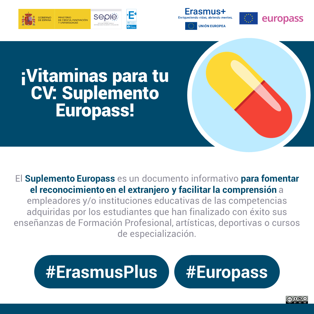 El Suplemento #Europass es un documento informativo para fomentar el reconocimiento en el extranjero y facilitar la comprensión a empleadores y/o instituciones educativas.