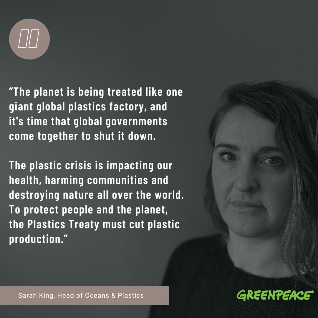 To ramp up pressure on UN delegates at #INC4, Greenpeace delivered a 20-foot “Global Plastics Factory” to the doorstep of the Shaw Center, where the talks on a Global Plastics Treaty are taking place. #PlasticsTreaty ➡️act.gp/3xSzVfW