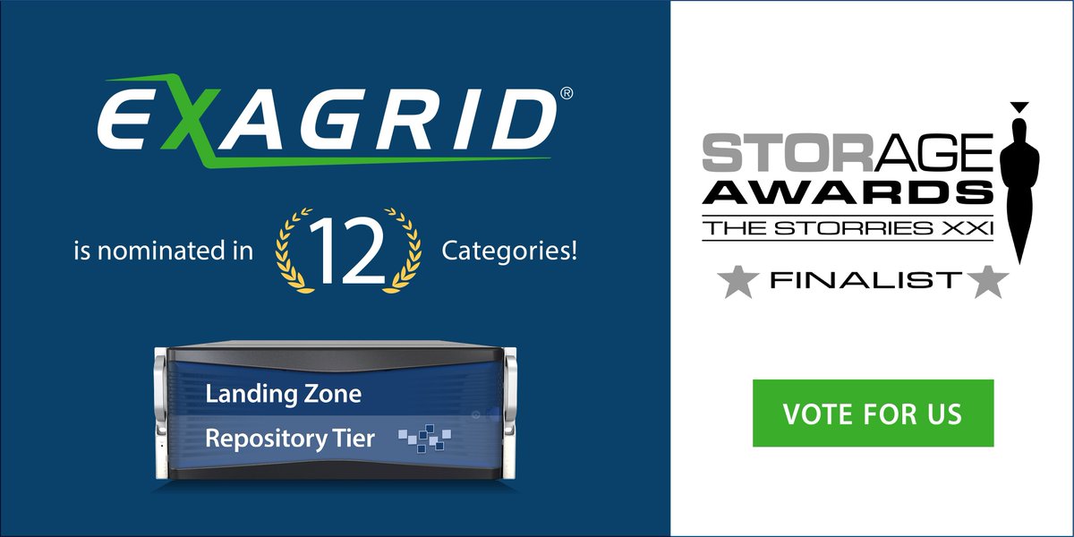 ExaGrid has been nominated in 12 categories for the Storage Awards 2024, @STMagAndAwards. Please take a moment and vote for us! Vote now: buff.ly/3VKTJvC #ExaGrid #TieredBackupStorage #IndustryAwards