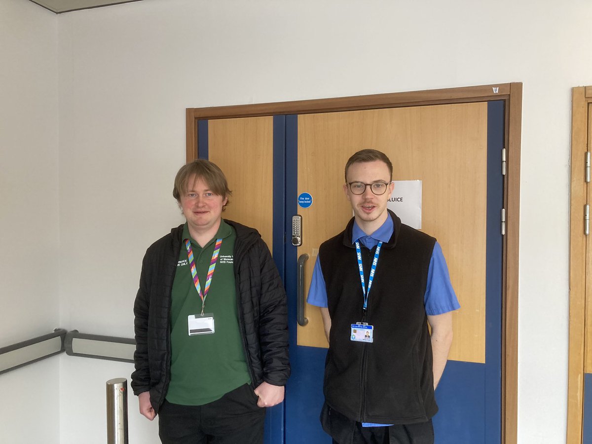Another check-in with Jamie, a neurodiverse Work Experience participant. Huge thanks to @PES_UHMBT for supporting and brilliant to see Matty, a @LMCSInternships graduate, looking after Jamie