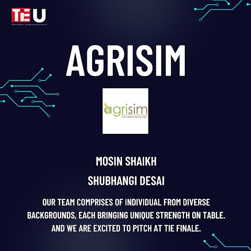 Meet Team Agrisim, Mosin Shaikh &amp; Shubhangi Desai a dynamic duo ready to bring their diverse #expertise to the TiE U Global Pitch Finale. With a #passion for sustainable #agriculture, they're poised to present their pioneering vision to the #world. 🌱💡