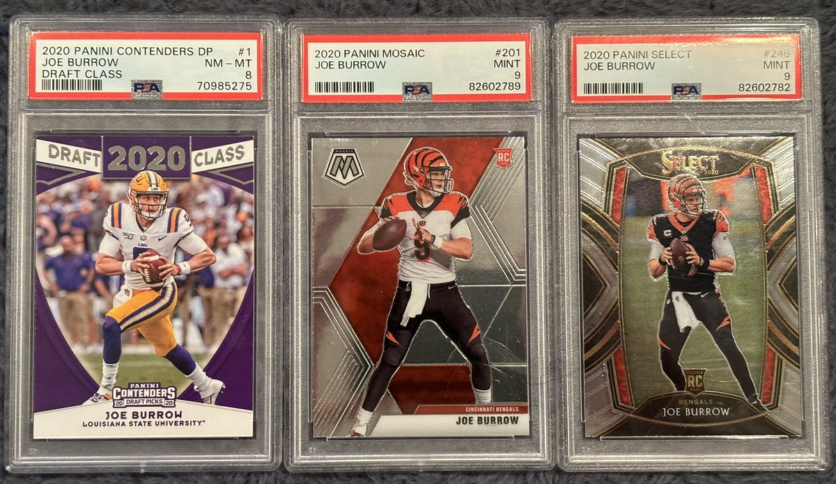 PigskinPC's tweet image. Stack Sale Post #152

Cheap Joe Burrow Rookie Slabs!

-Contenders Draft Class $10
-Select $15
-Mosaic $20

TAKE and say which one! $1 PWE $5 BMWT. Stack until Wednesday 5/1 #StackAttack #TheHobbyFamily