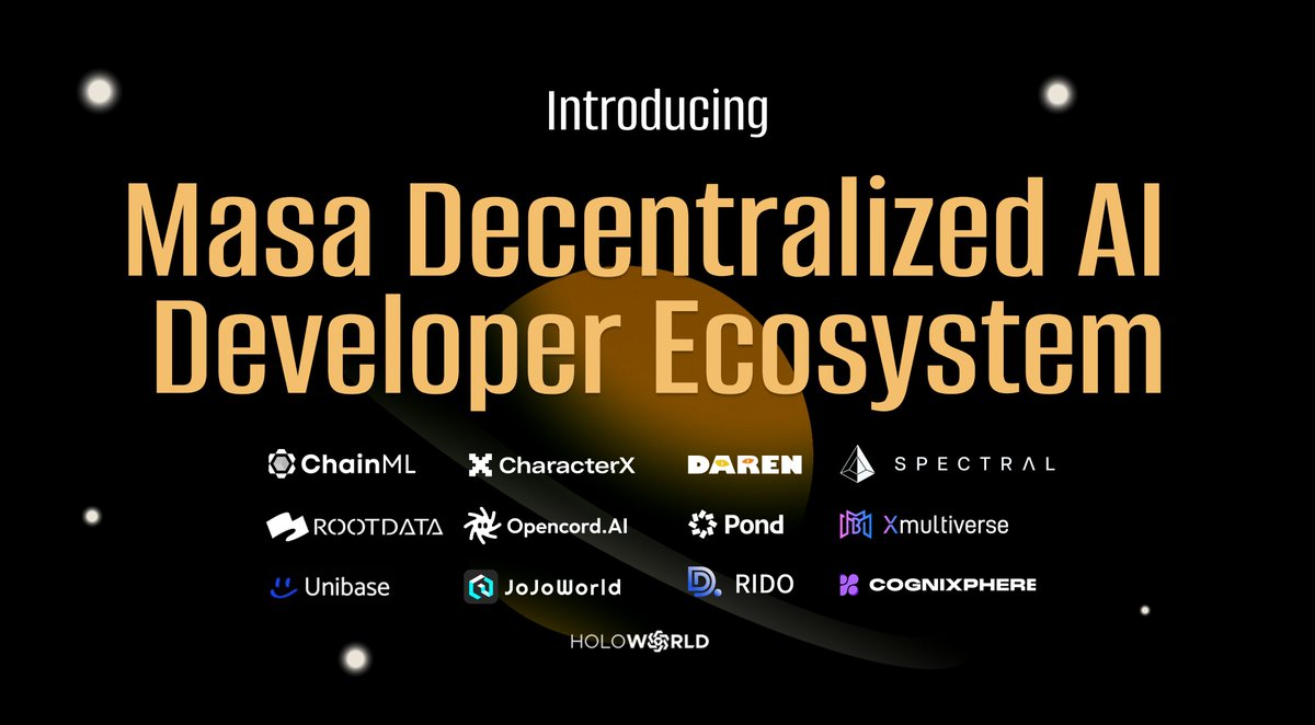 getmasafi's tweet photo. Masa Unveils Our Decentralized AI Developer Ecosystem

Introducing 13 AI Partners Integrating with our Decentralized AI Data and LLM Network

We’re also introducing our plans for powering innovation on the Masa Network.
_________________

Introducing the Masa Decentralized AI… https://t.co/AJ64OoVJBA