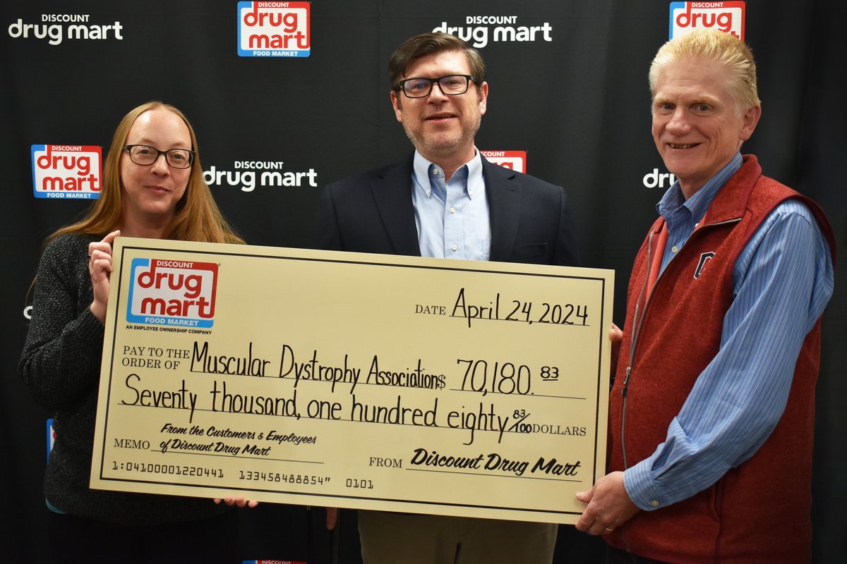 Thanks to your support, Discount Drug Mart has raised $70,180.83 for the @MDAorga . The power of community and generosity has made a meaningful impact in the lives of those affected by muscular dystrophy. #MDA #DDM #CommunitySupport #MakingADifference