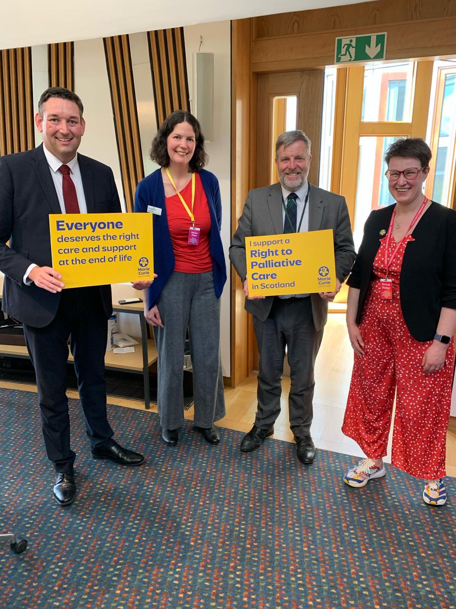 Was delighted to speak to representatives from @MarieCurieSCO about the Right to Palliative Care in Scotland today. The growing demand and increasing cost of delivering palliative care means that cooperative action with MSPs and other policy shapers is vital going forward.